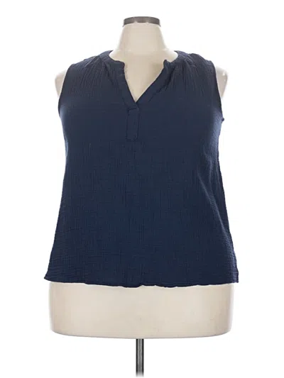 Pre-owned Time And Tru Sleeveless Blouse In Blue