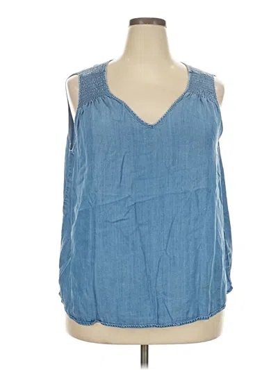 Pre-owned Time And Tru Sleeveless Blouse In Blue