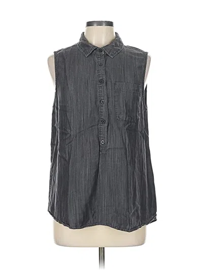 Pre-owned Time And Tru Sleeveless Button Down Shirt In Gray