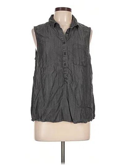 Pre-owned Time And Tru Sleeveless Button Down Shirt In Gray