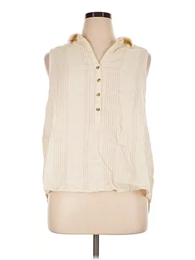 Pre-owned Time And Tru Sleeveless Button Down Shirt In Ivory