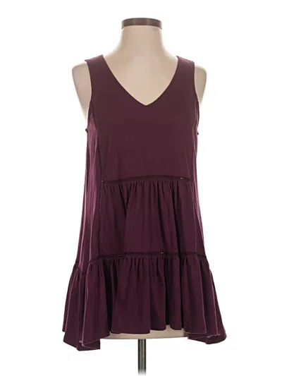 Pre-owned Time And Tru Sleeveless Top Burgundy Halter Neckline Tops