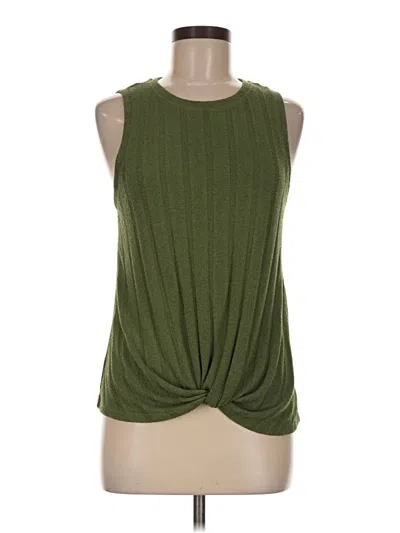 Pre-owned Time And Tru Sleeveless Top Green Halter Neckline Tops