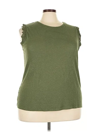 Pre-owned Time And Tru Sleeveless Top Green Keyhole Neckline Tops