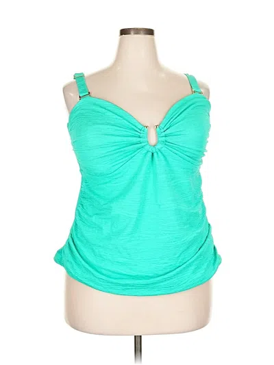 Pre-owned Time And Tru Sleeveless Top Teal Sweetheart Neckline Tops In Blue