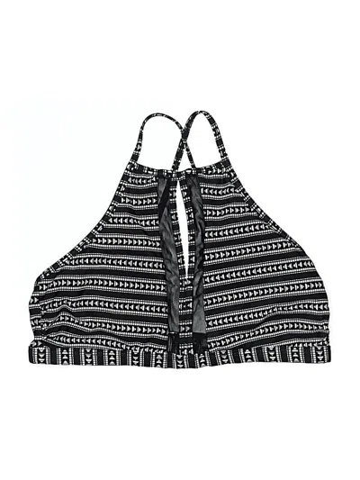 Pre-owned Time And Tru Swimsuit Top Black Print Pattern Swimwear