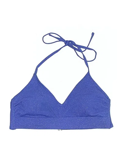 Pre-owned Time And Tru Swimsuit Top Blue Solid Pattern Swimwear