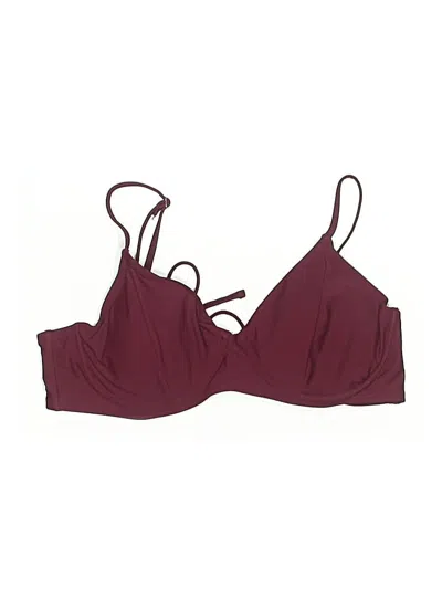 Pre-owned Time And Tru Swimsuit Top Burgundy Solid Pattern Swimwear