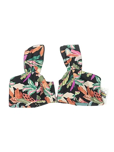 Time And Tru Swimsuit Top Green Tropical Pattern Swimwear In Multi