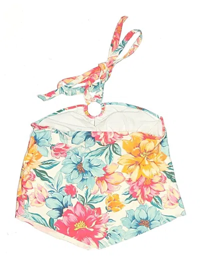 Pre-owned Time And Tru Swimsuit Top Ivory Floral Pattern Swimwear