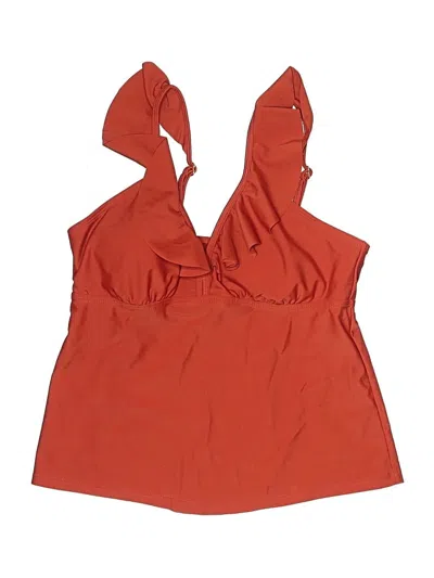 Pre-owned Time And Tru Swimsuit Top Orange Swimwear