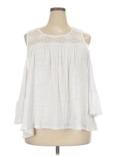 Pre-owned Time And Tru Tank Top Ivory Cold Shoulder Neckline Tops