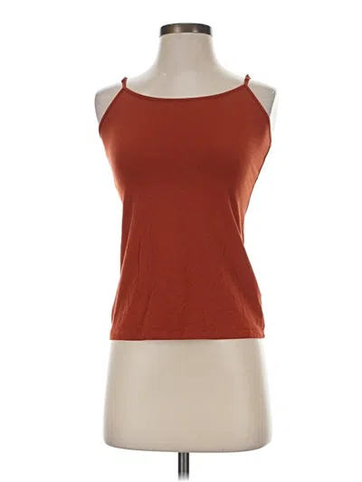 Pre-owned Time And Tru Tank Top Orange Halter Neckline Tops