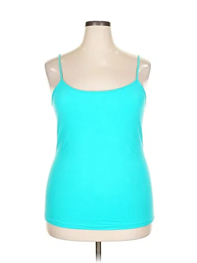 Pre-owned Time And Tru Tank Top Teal Strapless Neckline Tops In Blue