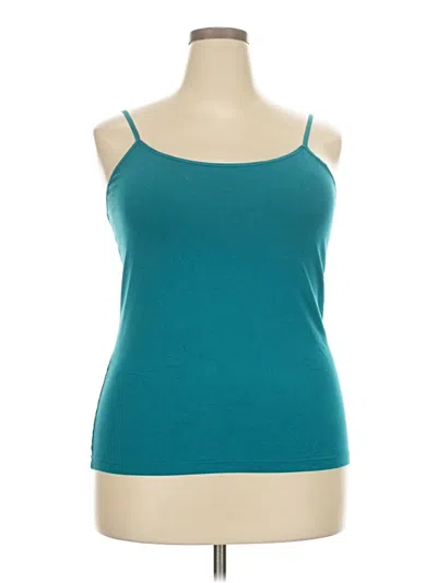 Pre-owned Time And Tru Tank Top Teal Strapless Neckline Tops In Blue