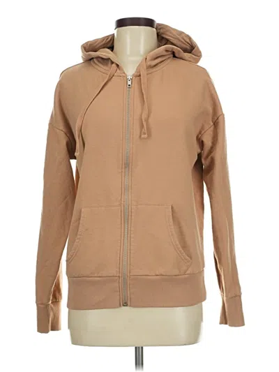 Pre-owned Time And Tru Zip Up Hoodie In Tan