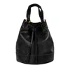 Time Resistance Black Leather Bucket Bag For Women - Light In August In Black