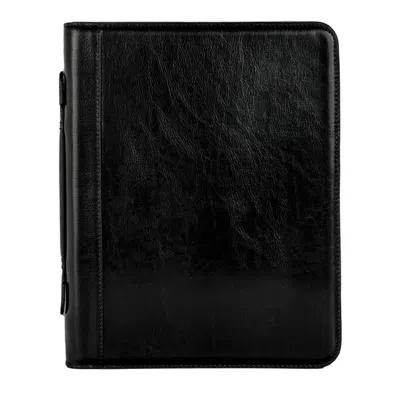 Time Resistance Black Leather Portfolio With Binder - Joy In The Morning
