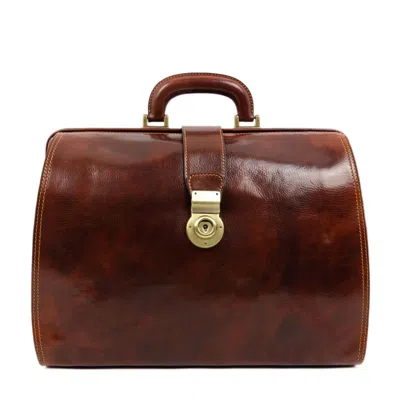 Time Resistance Brown Large Leather Doctor Bag For Women - Mrs Dalloway