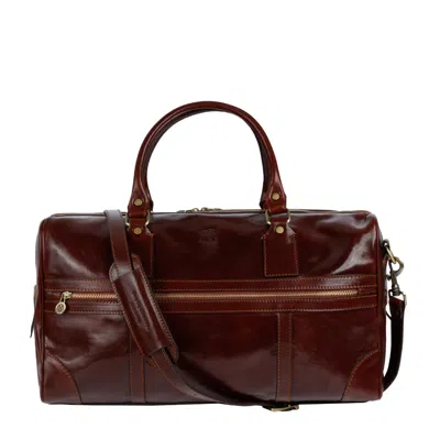 Time Resistance Brown Leather Duffel Bag For Women - To The Lighthouse