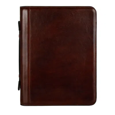 Time Resistance Brown Leather Portfolio With Binder - Joy In The Morning