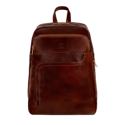 Time Resistance Brown Leather Travel Backpack For Women - L A Confidential