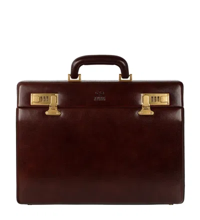 Time Resistance Brown Women's Leather Attaché Case Briefcase - Vendetta