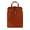 Time Resistance Brown Womens Convertible Leather Backpack Shoulder Bag In Cognac - Clarissa In Brown