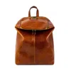 Time Resistance Cognac Brown  Leather Backpack For Women - A Bend In The River In Brown