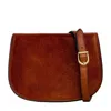 Time Resistance Cognac Brown Leather Saddle Bag For Women - Moonfleet In Brown