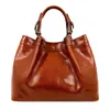 Time Resistance Cognac Brown Leather Tote Bag For Women - The Betrothed In Brown