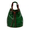 Time Resistance Green Leather Bucket Bag For Women - Light In August In Green