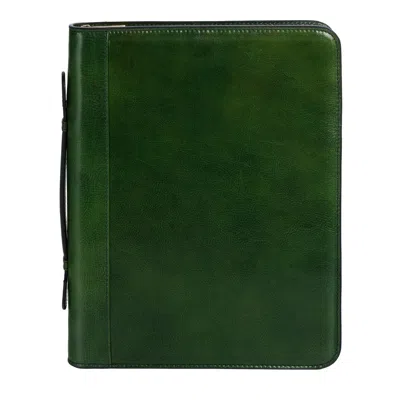 Time Resistance Green Leather Portfolio With Binder - Joy In The Morning