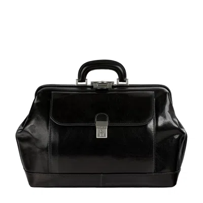 Time Resistance Italian Black Leather Doctor Bag For Women - Hamlet