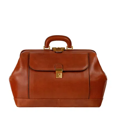 Time Resistance Italian Cognac Brown Leather Doctor Bag For Women - Hamlet