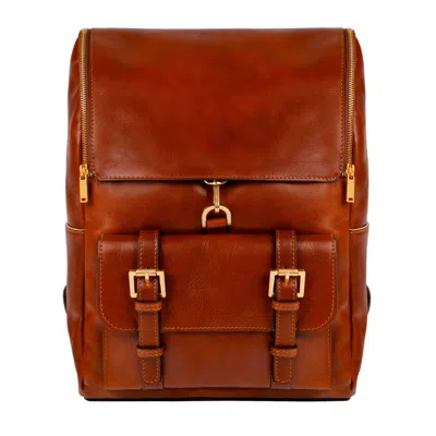 Time Resistance Large Leather Backpack For Women - The Odyssey - Cognac Brown