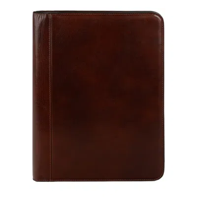 Time Resistance Leather Documents Folder Organizer - Candide - Brown In Red