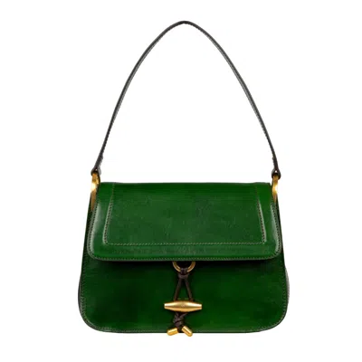 Time Resistance Leather Flap Bag For Women - Possession - Green