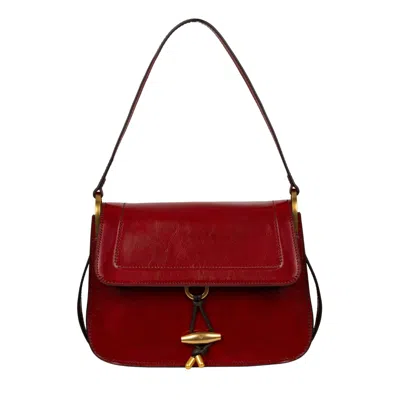 Time Resistance Leather Flap Bag For Women - Possession - Red