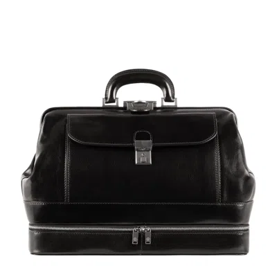 Time Resistance Men's Black Large Italian Leather Doctor Bag - The Master & Margarita