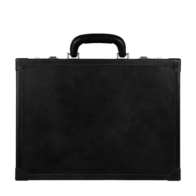 Time Resistance Men's Black Leather Attaché Case Briefcase - A Legacy