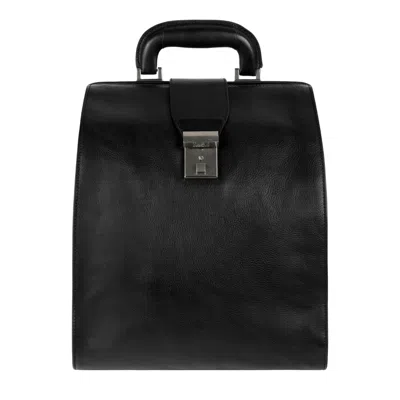 Time Resistance Men's Black Leather Backpack - A Brief Story Of Time
