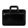 Time Resistance Men's Black Leather Briefcase Laptop Bag - Brave New World In Black