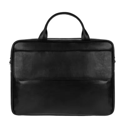 Time Resistance Men's Black Leather Briefcase Laptop Bag - The Sheltering Sky