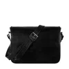 Time Resistance Men's Black Leather Messenger Bag – The Stranger In Black