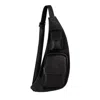 Time Resistance Men's Black Leather Sling Bag Crossbody Bag - The Monk