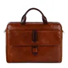 Time Resistance Men's Brown Large Cognac Leather Briefcase Laptop Bag - The Chateau In Brown