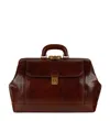 Time Resistance Men's Large Italian Brown Leather Doctor Bag - Hamlet In Brown