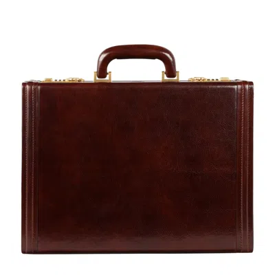 TIME RESISTANCE MEN'S BROWN LEATHER ATTACHÉ CASE BRIEFCASE - FATHERLAND