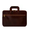 Time Resistance Men's Brown Leather Briefcase Laptop Bag - Brave New World In Brown